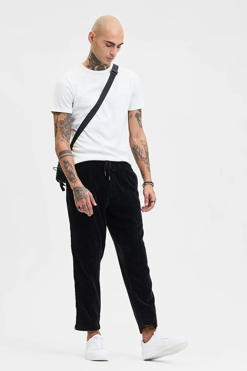 Black Corduroy Relaxed Fit Trousers