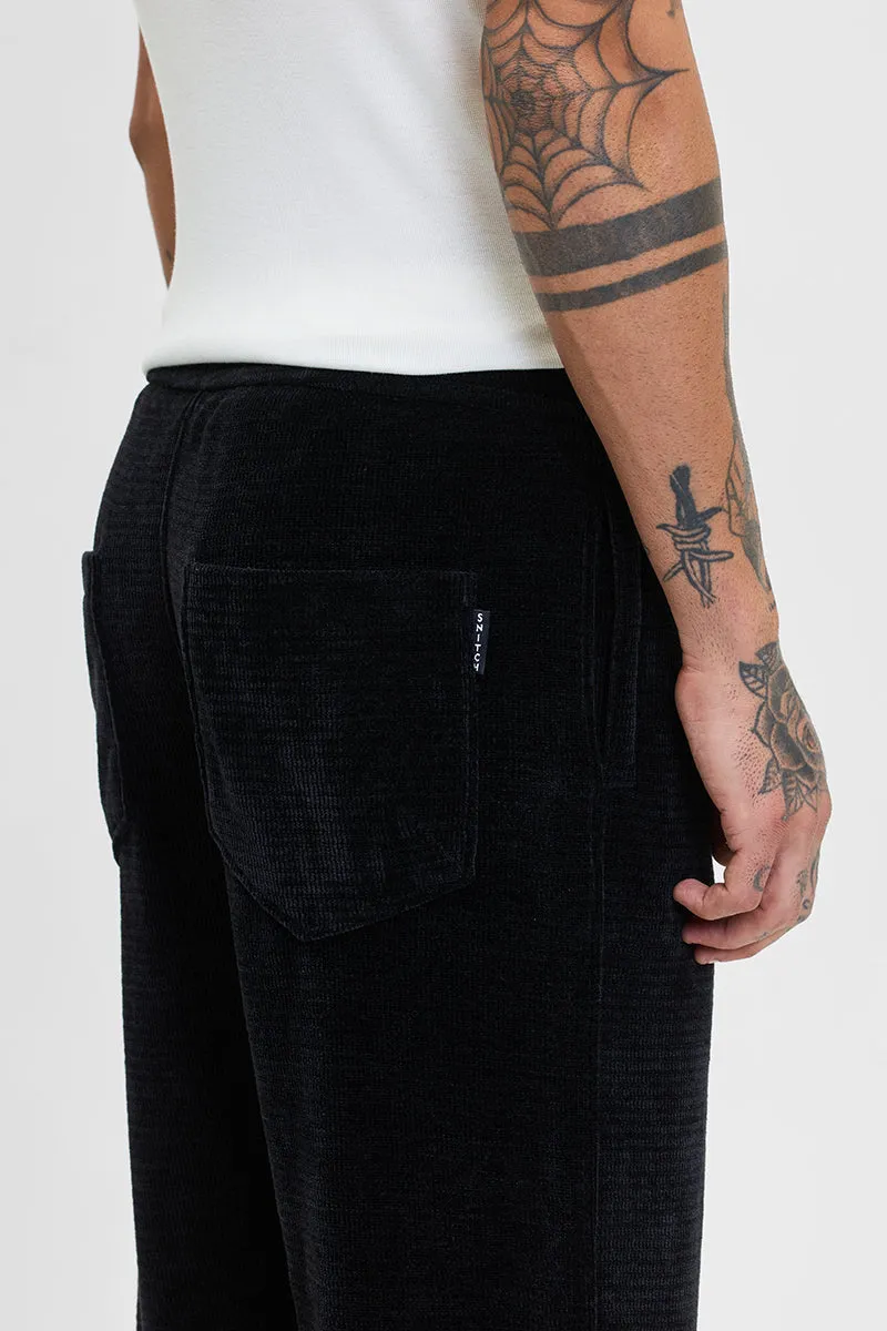 Black Corduroy Relaxed Fit Trousers