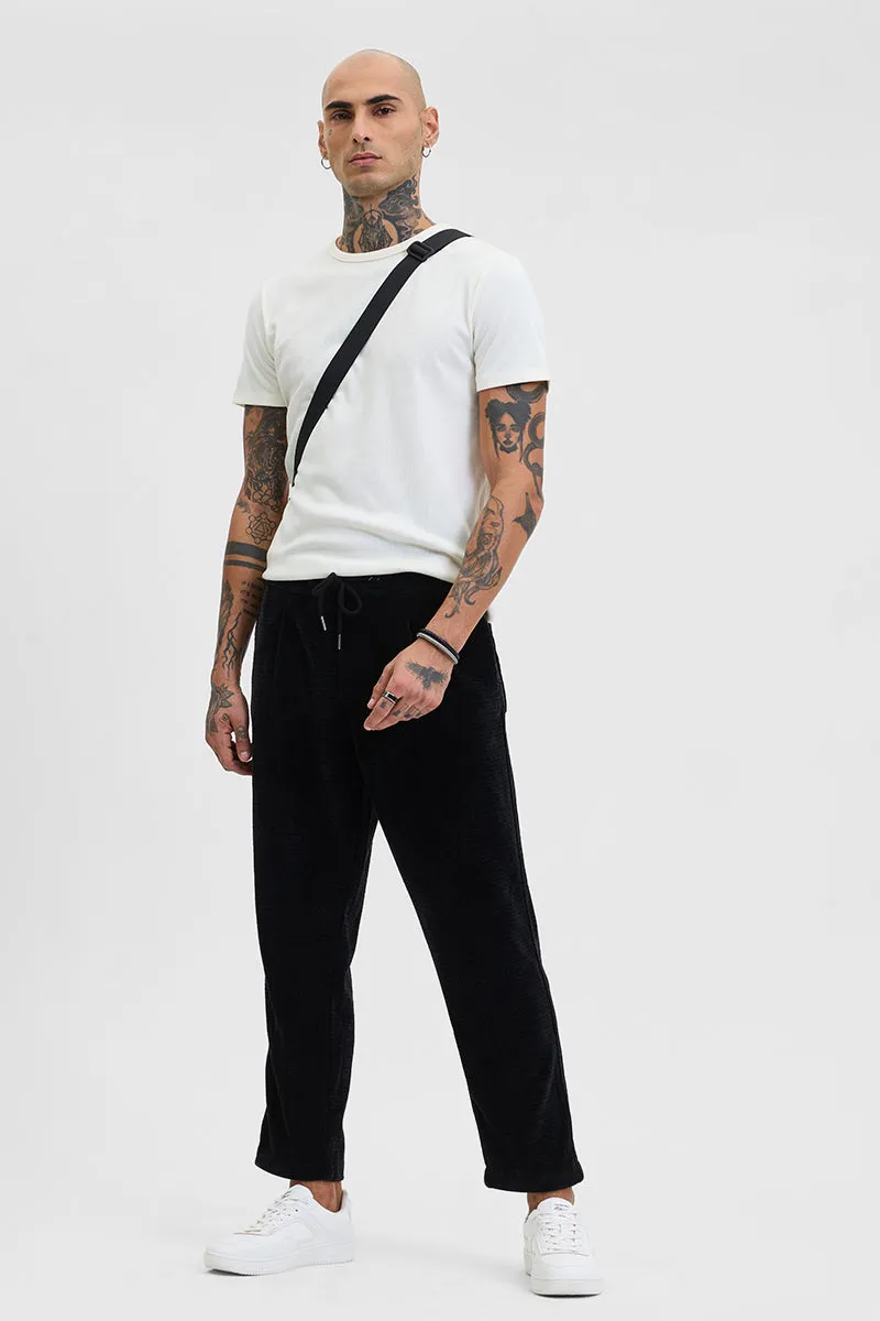 Black Corduroy Relaxed Fit Trousers