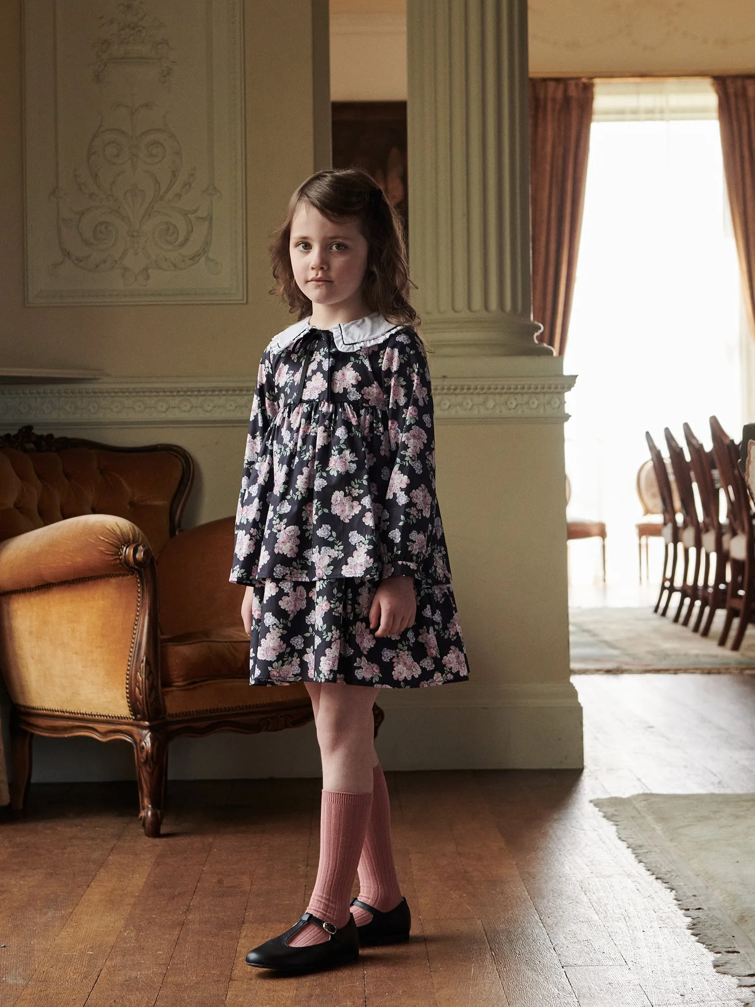 Black Floral Andrea Girl Dress