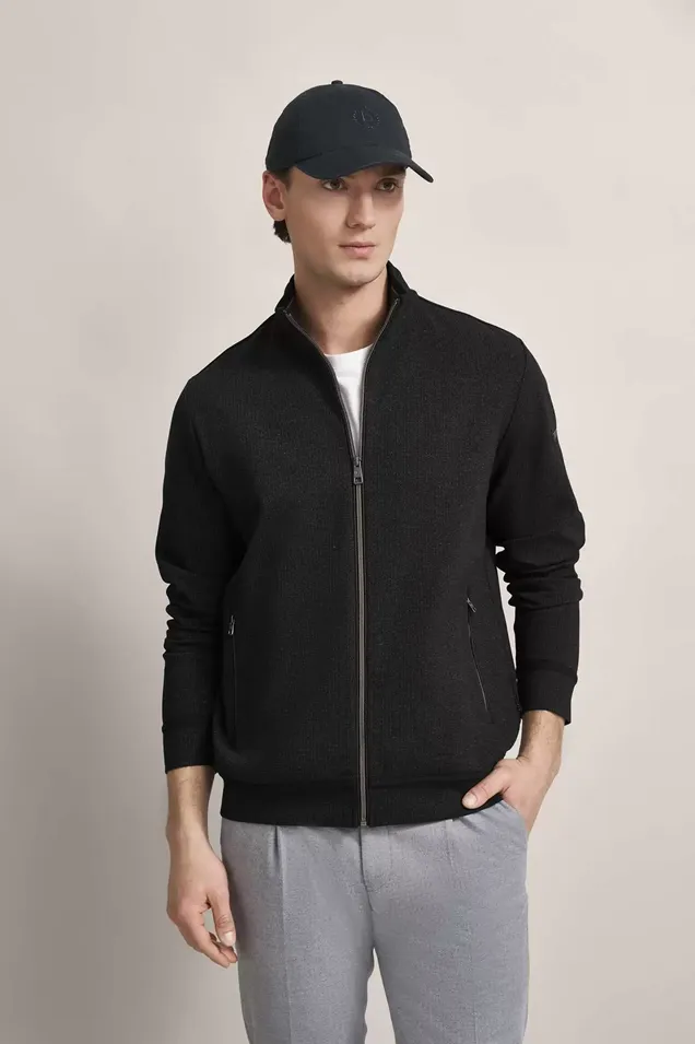 Bugatti Knit Full Zip | Black