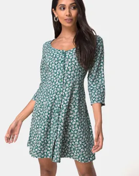 Camdy Dress in Floral Bloom Green