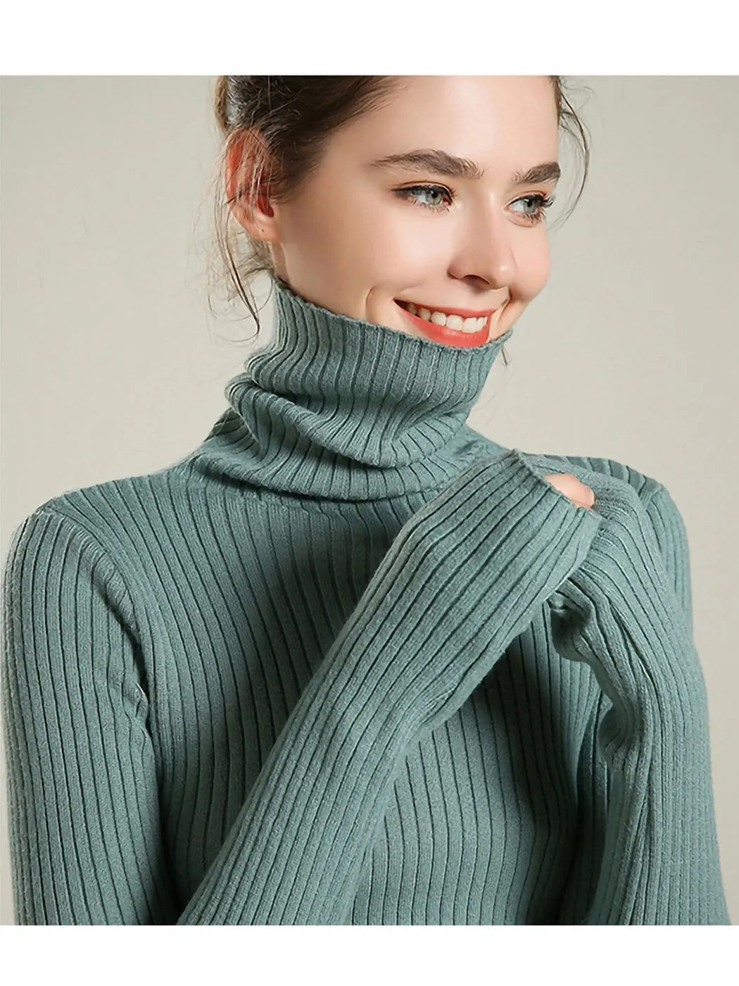 Classic Stretchable Lightweight Long Sleeve Slim Turtleneck Sweater