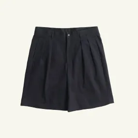 Double Pleated Chino Shorts - Navy