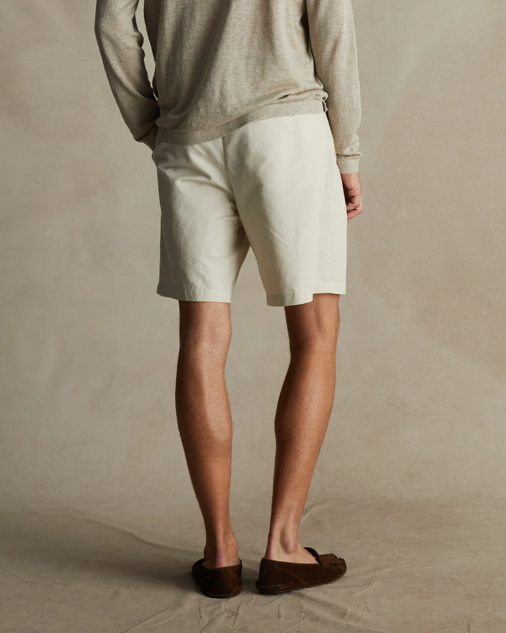 Flat Front Chino Shorts - Beige