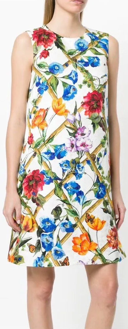 Floral Printed Cotton Drill Dress