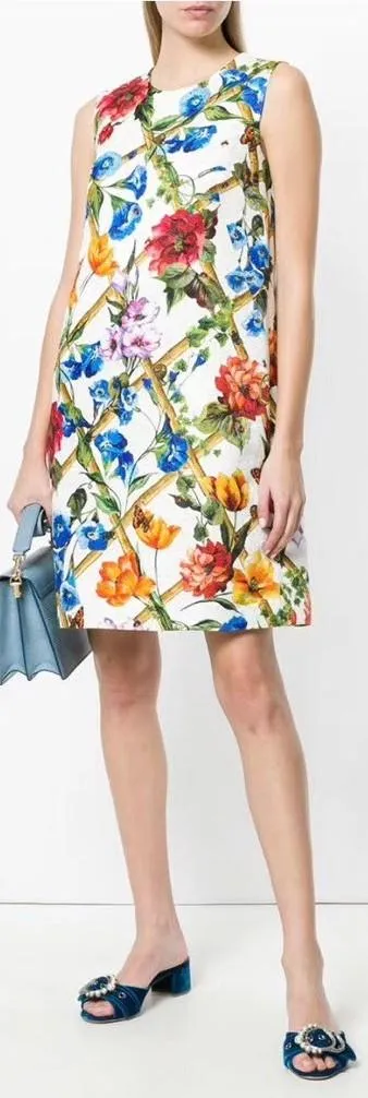 Floral Printed Cotton Drill Dress