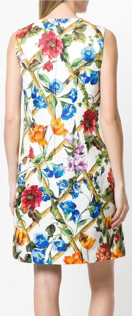 Floral Printed Cotton Drill Dress