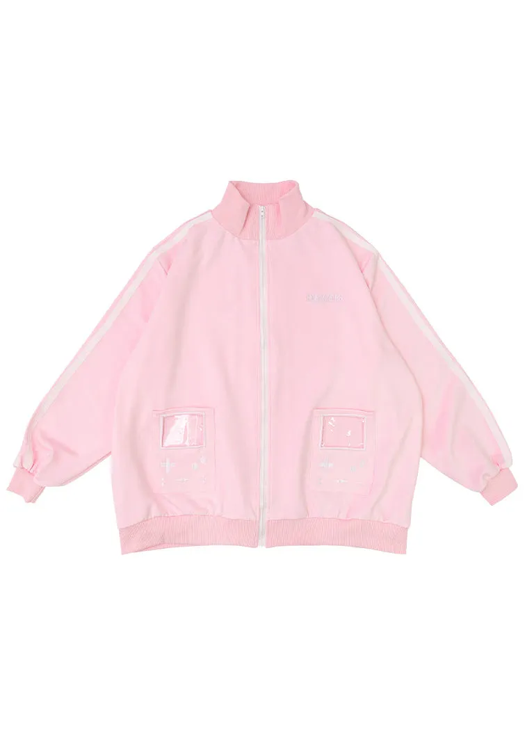 Game Over Pastel Pink Jersey Oversized Jacket