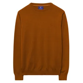 GANT Men's Dark Orange Lightweight Cotton Crew Sweater 83071