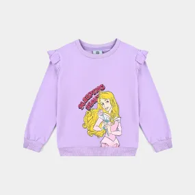 Girls Cotton Terry Sweatshirt Character-Lilac