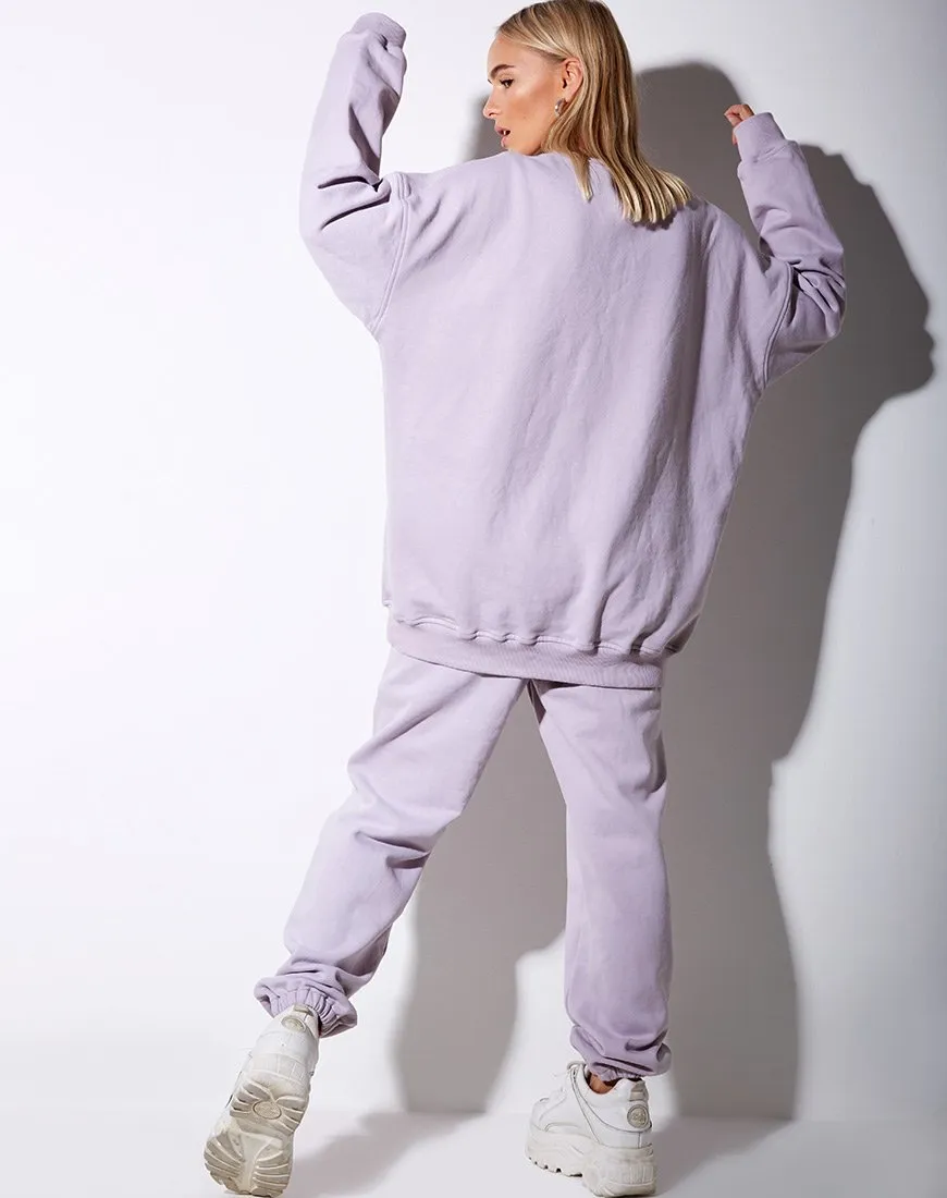 Glo Sweatshirt in Pastel Lilac Daisy Embro