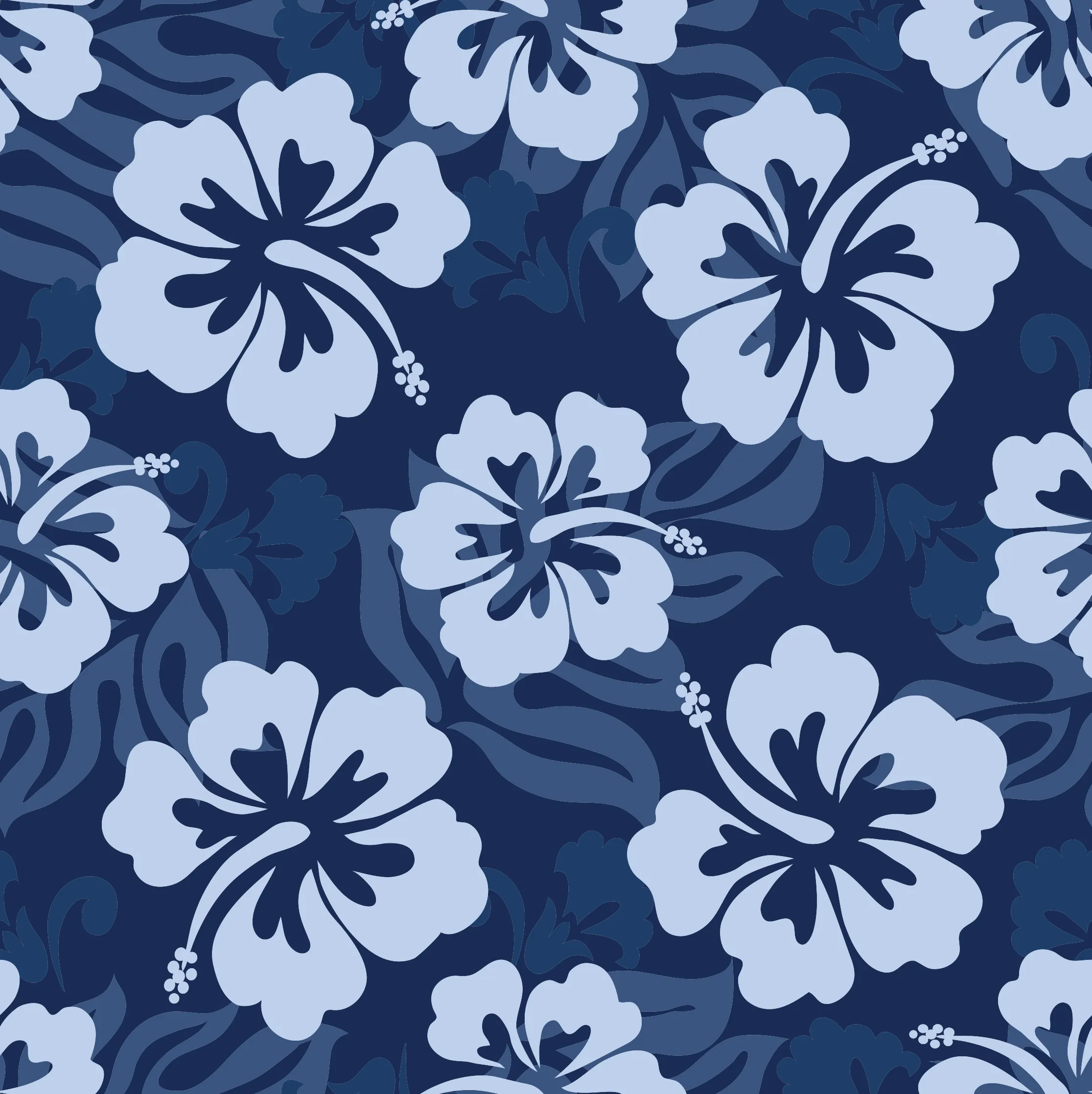 Hawaiian Print Midnight Blue