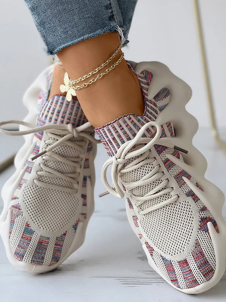 Lace-up Knit Breathable Sneakers