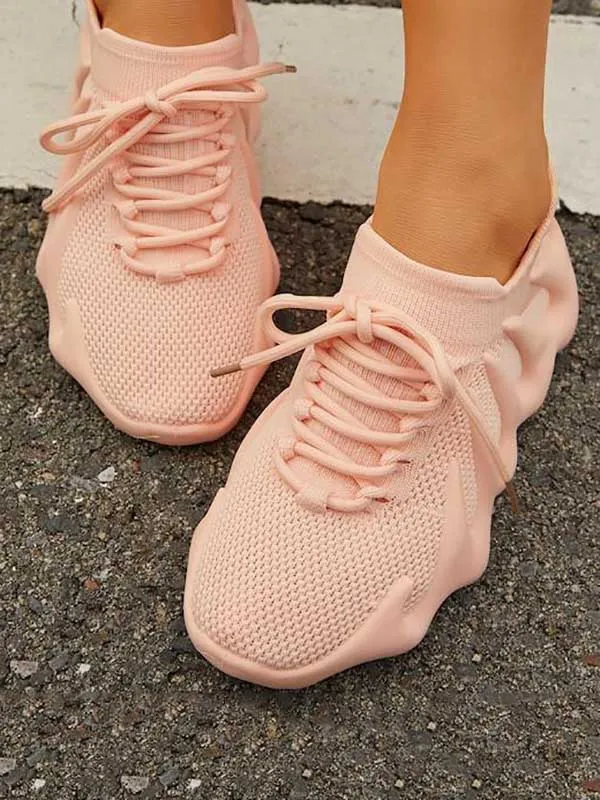 Lace-up Knit Breathable Sneakers