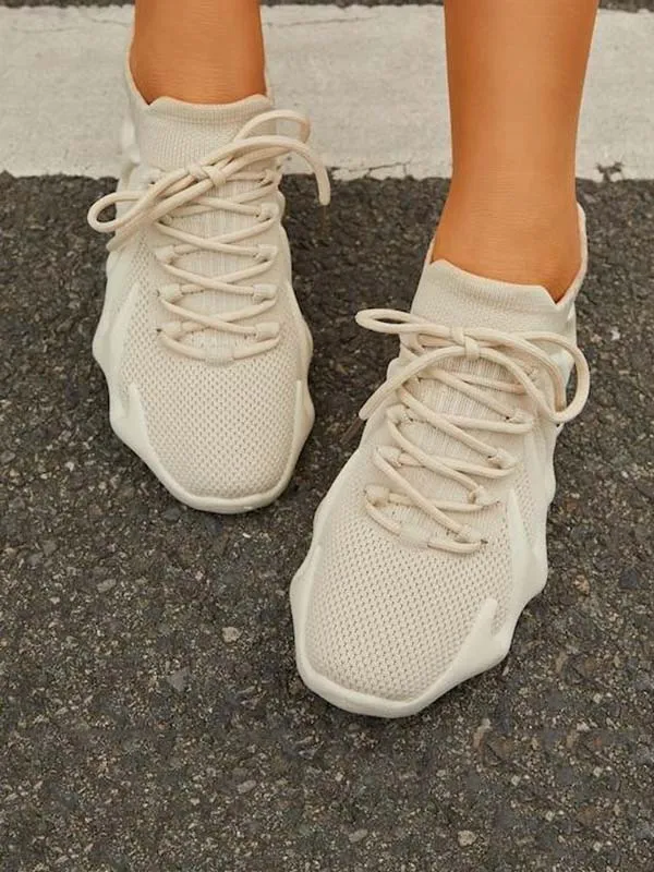 Lace-up Knit Breathable Sneakers