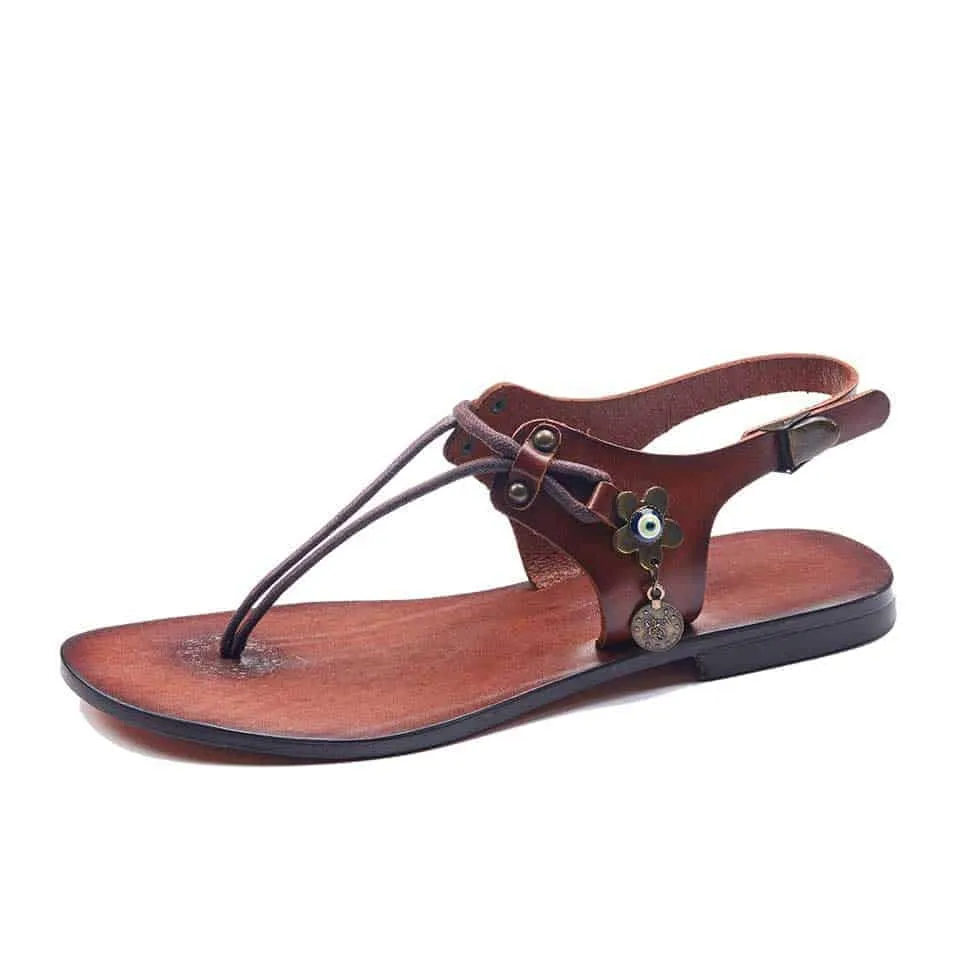 Leather T Strap Sandals For Womens