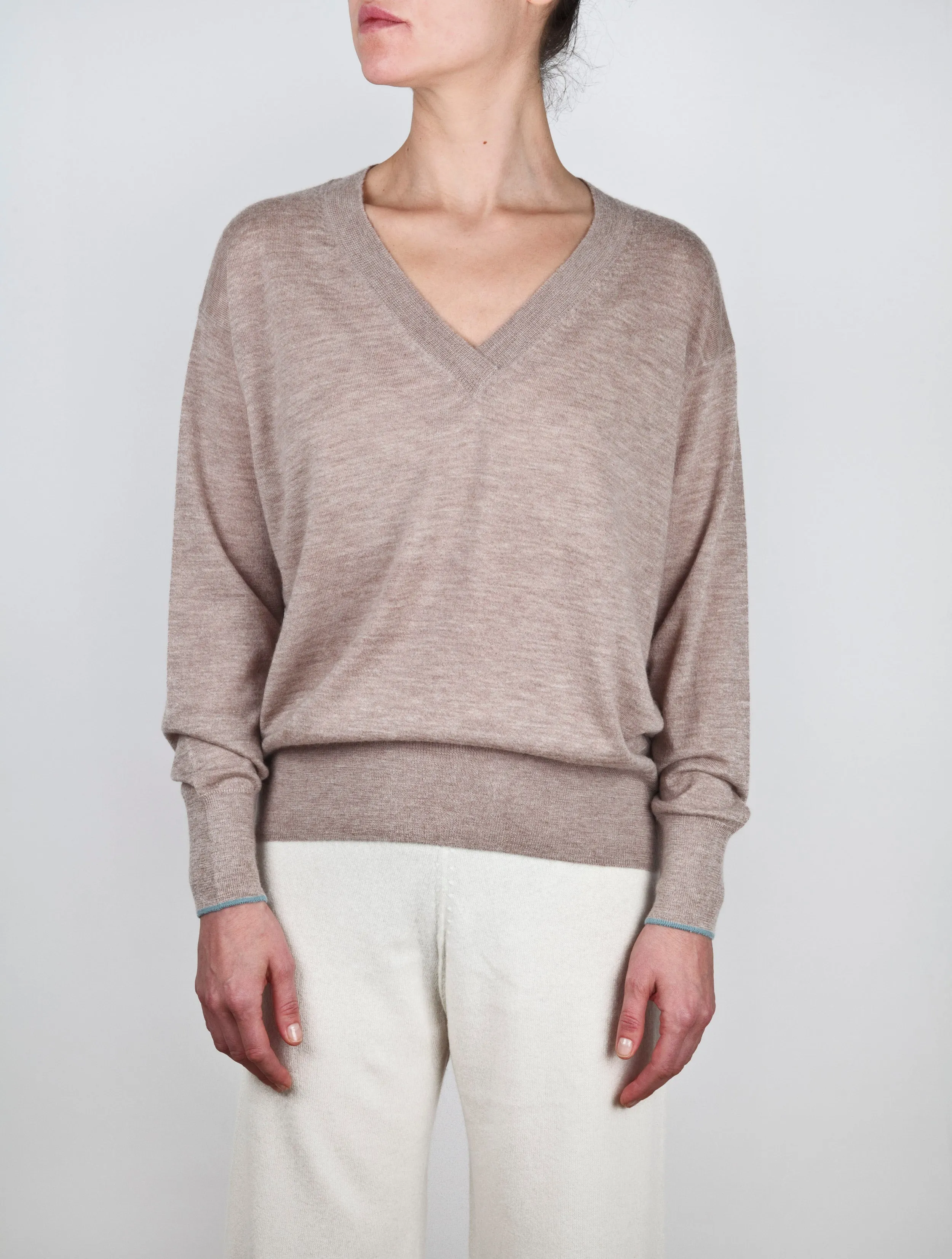 Lightweight V Neck Boyfriend Cashmere Sweater