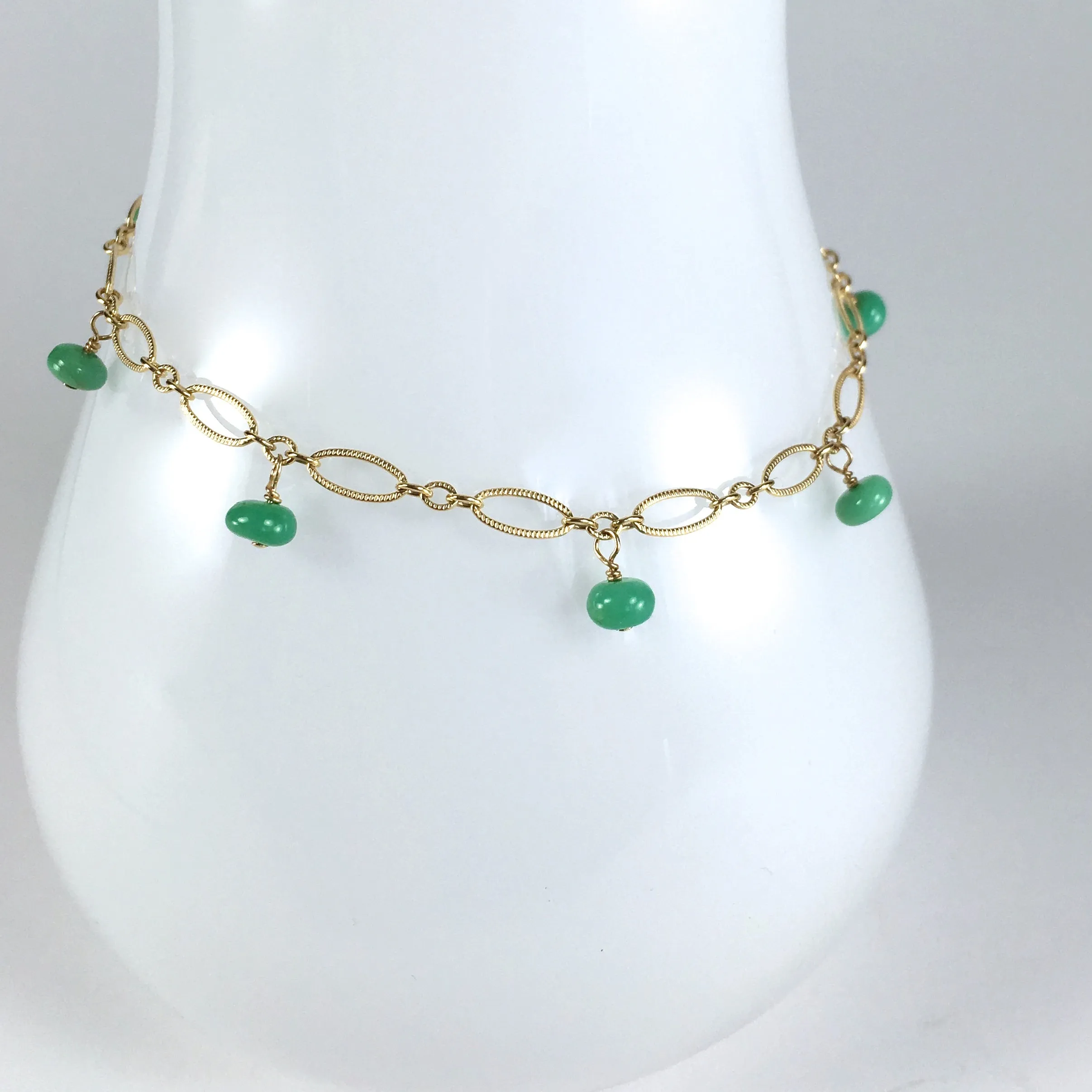 Lili - Chrysoprase, 14k Gold Filled Bracelet