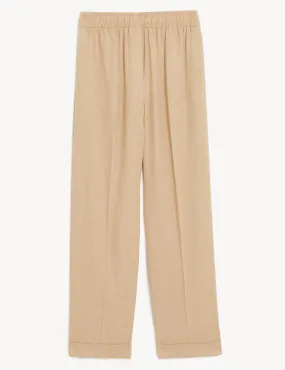 Linen Blend Relaxed Straight Trousers