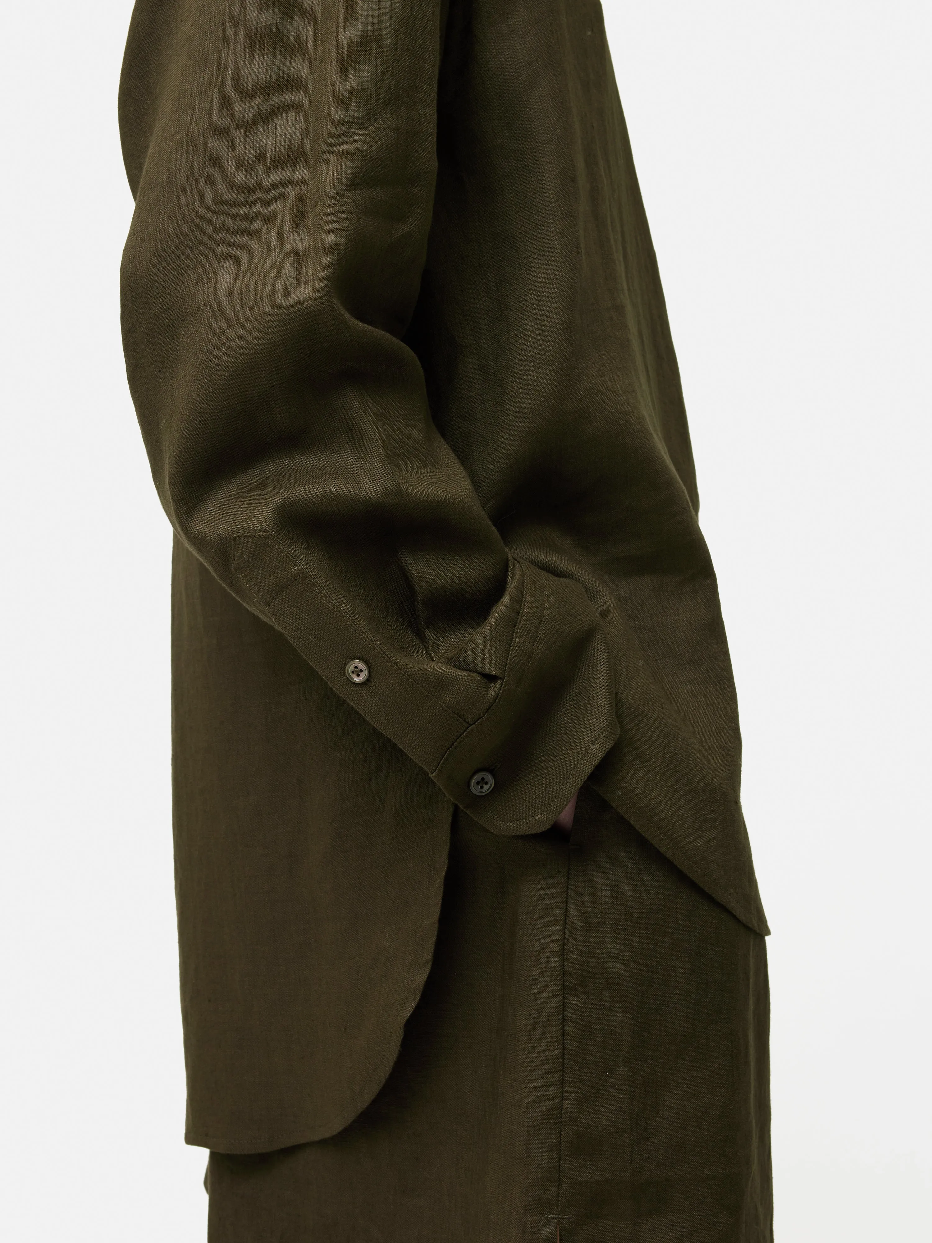 Linen Relaxed Shirt | Dark Green