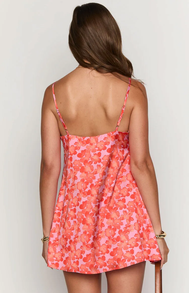 Mattie Orange Floral Mini Dress