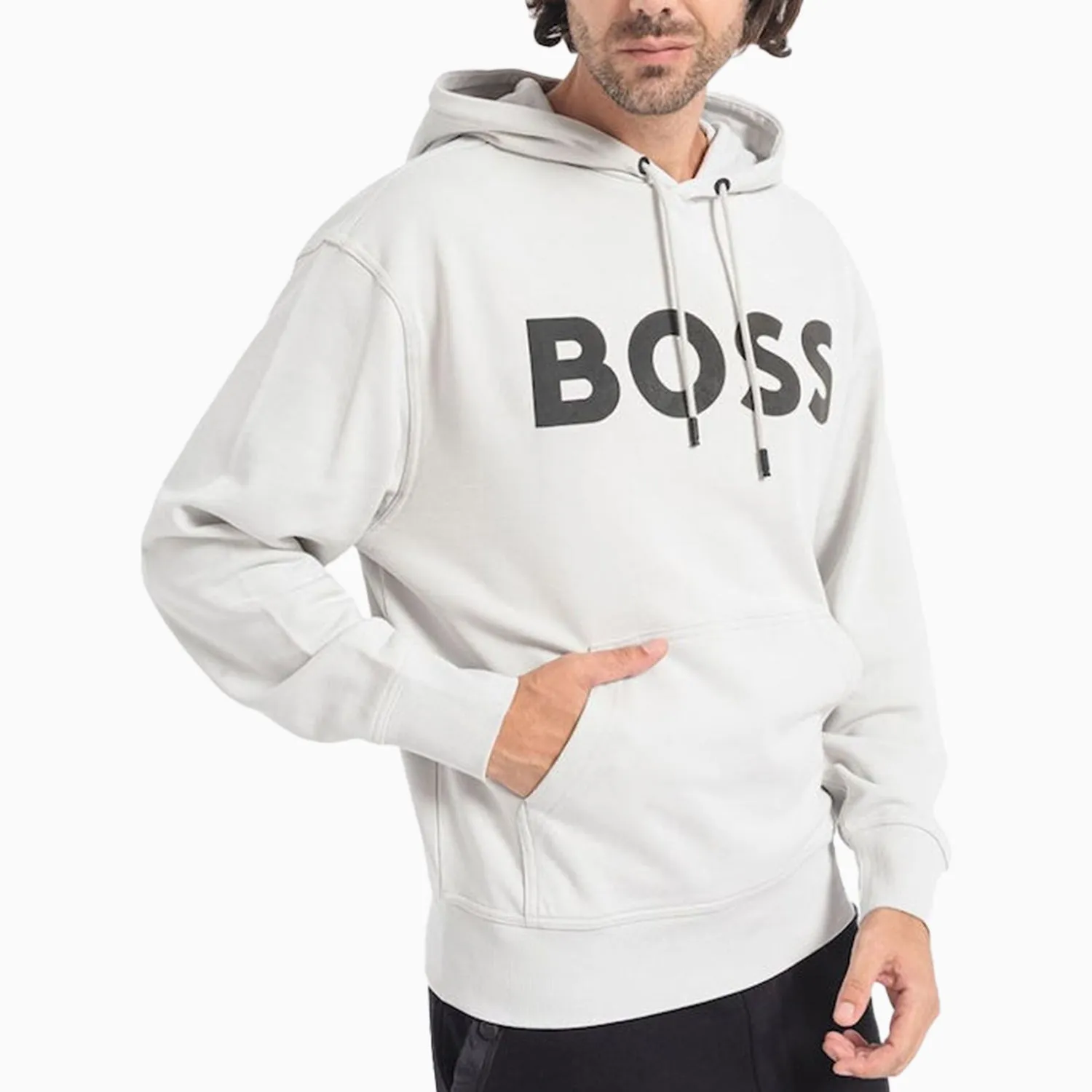 Men's Logo Print Hoodie In French Terry Cotton