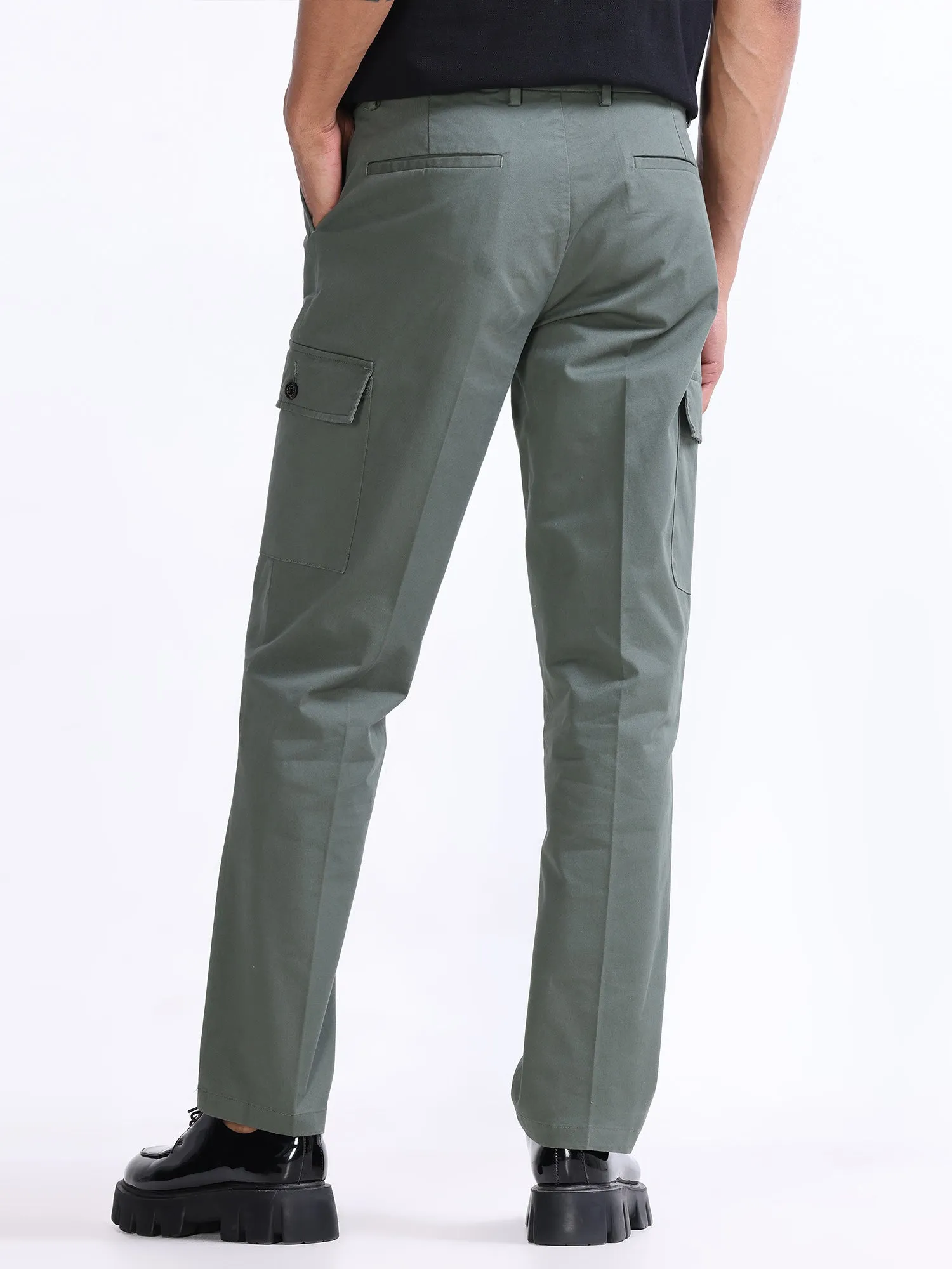 Milano Double Pleated Olive Relaxed Cargo