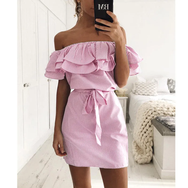 Off The Shoulder Summer Dresses Shirt Mini Dresses For Women