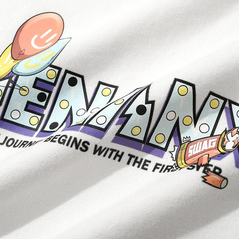 Pastel Cartoon Print Cotton Sweatshirt