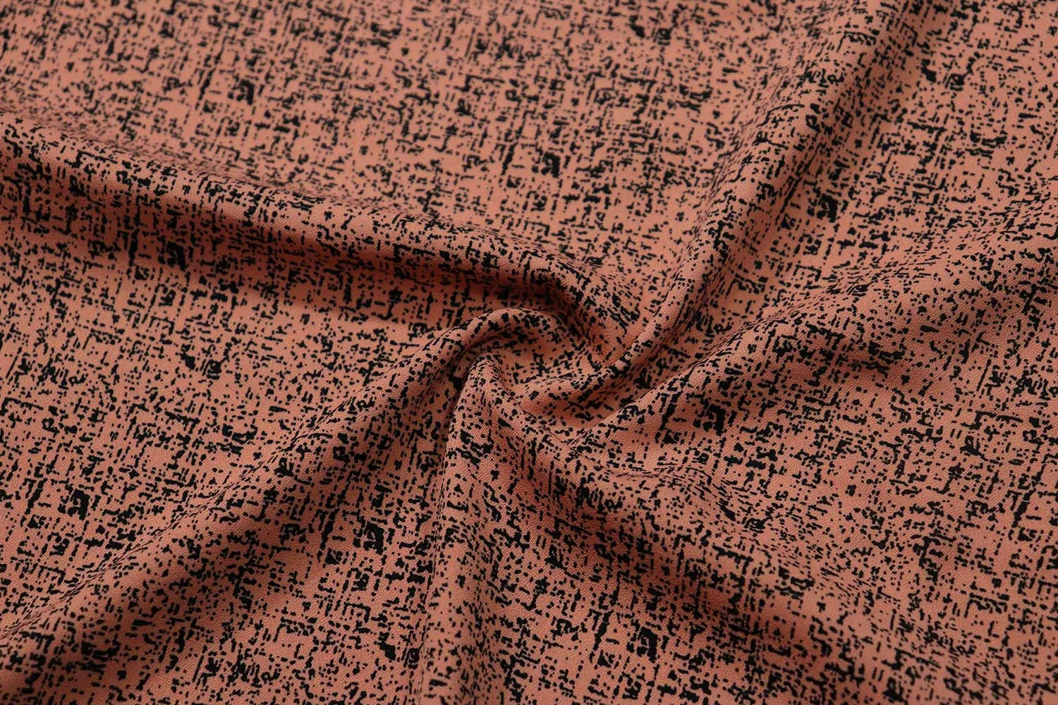 Peach & Black Printed Summer Cool Georgette Fabric