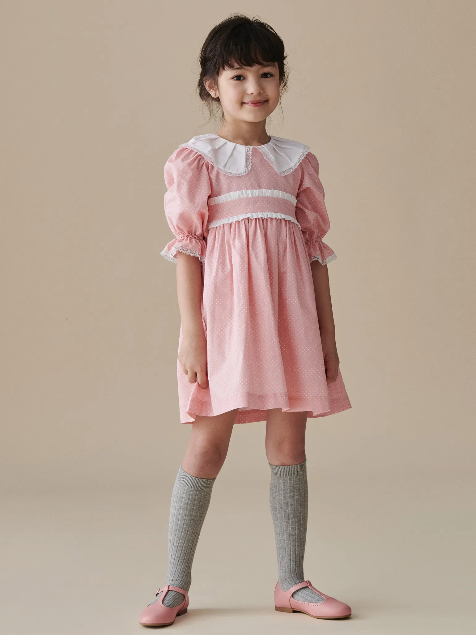 Pink Polka Dot Viviana Girl Dress