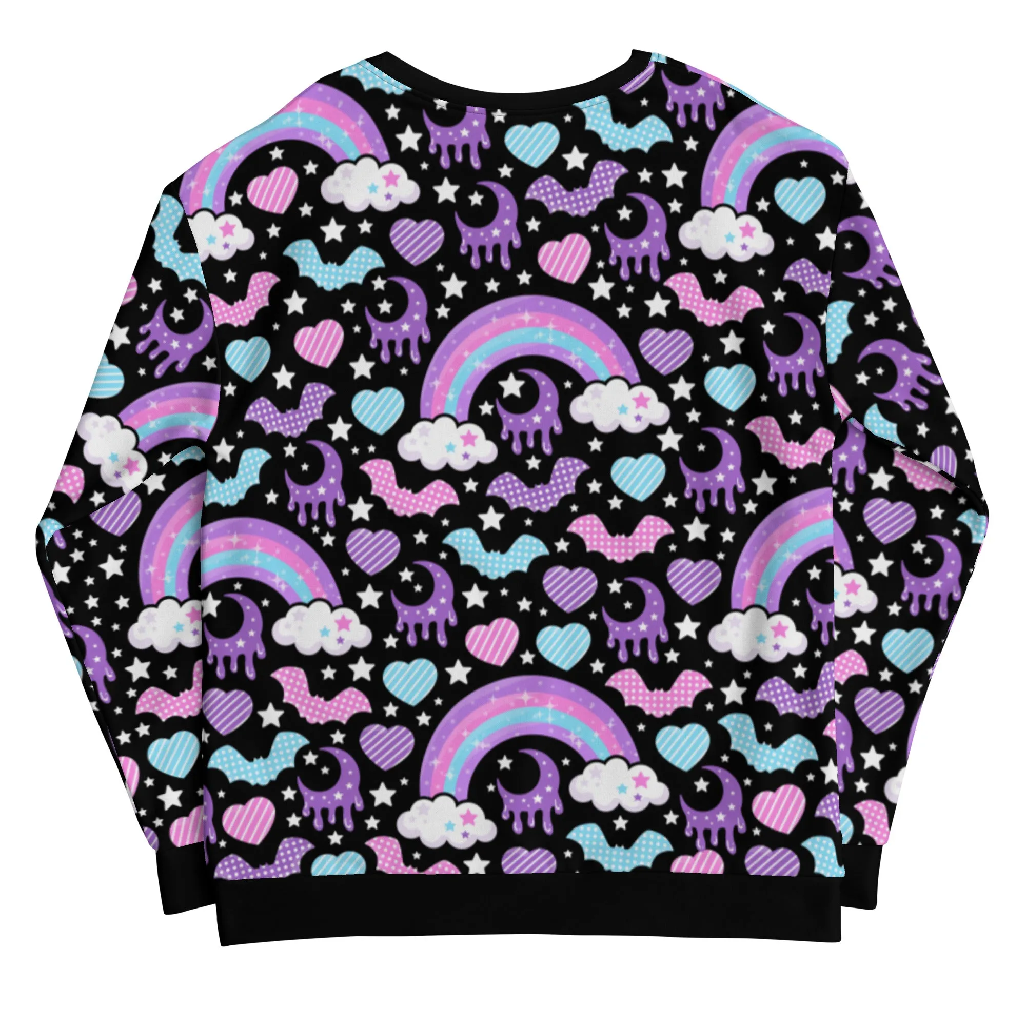 Rainbow Spooky Bats Black Unisex Sweatshirt