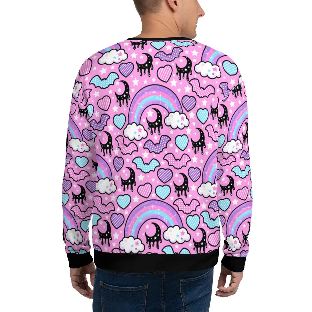 Rainbow Spooky Bats Pink Unisex Sweatshirt