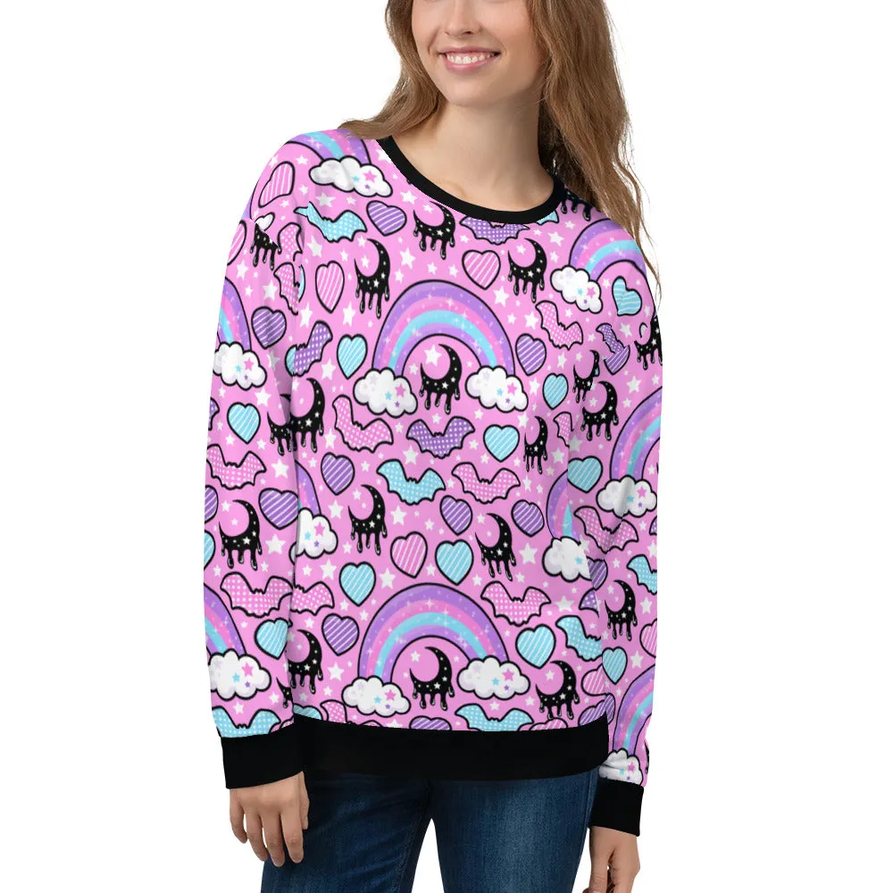 Rainbow Spooky Bats Pink Unisex Sweatshirt