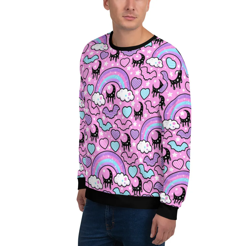 Rainbow Spooky Bats Pink Unisex Sweatshirt