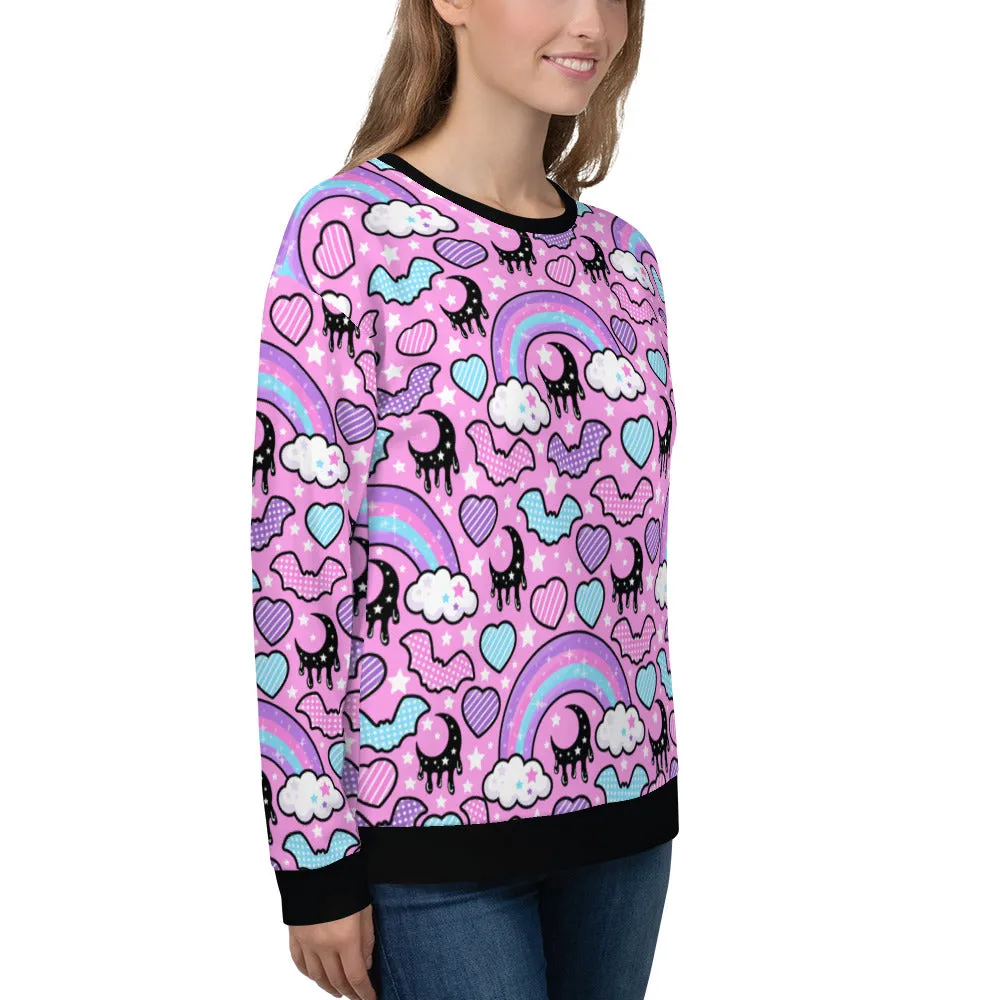 Rainbow Spooky Bats Pink Unisex Sweatshirt