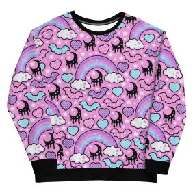 Rainbow Spooky Bats Pink Unisex Sweatshirt