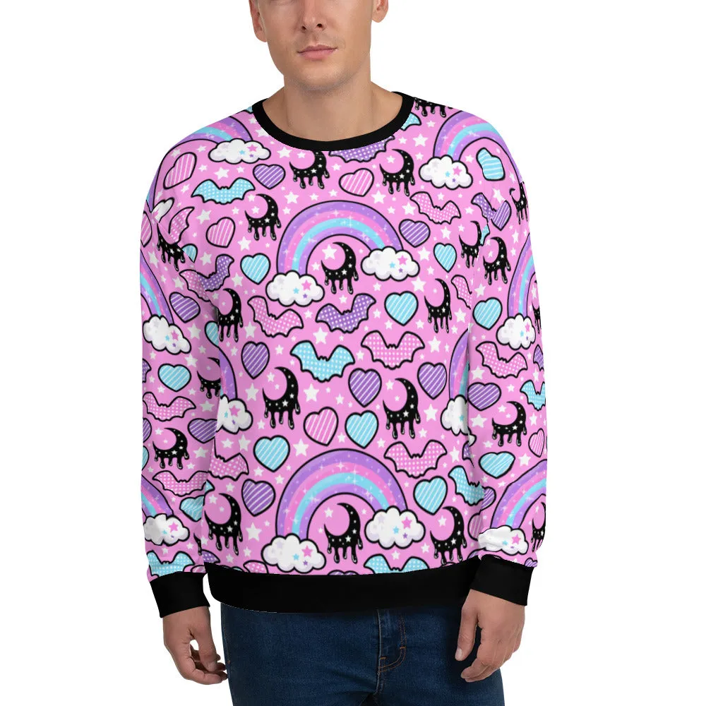 Rainbow Spooky Bats Pink Unisex Sweatshirt