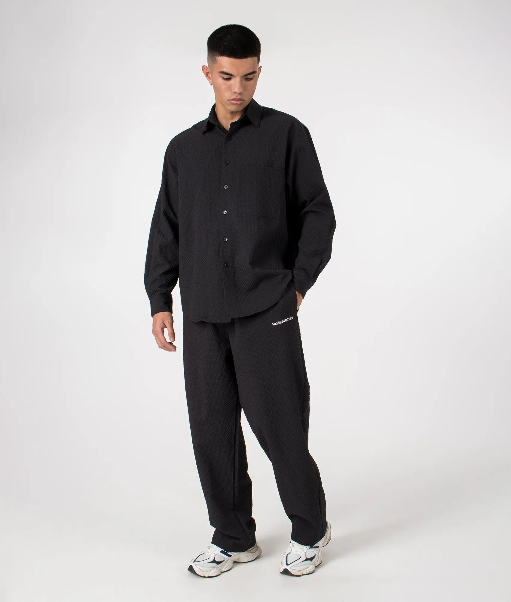 Relaxed Fit Seersucker Trousers