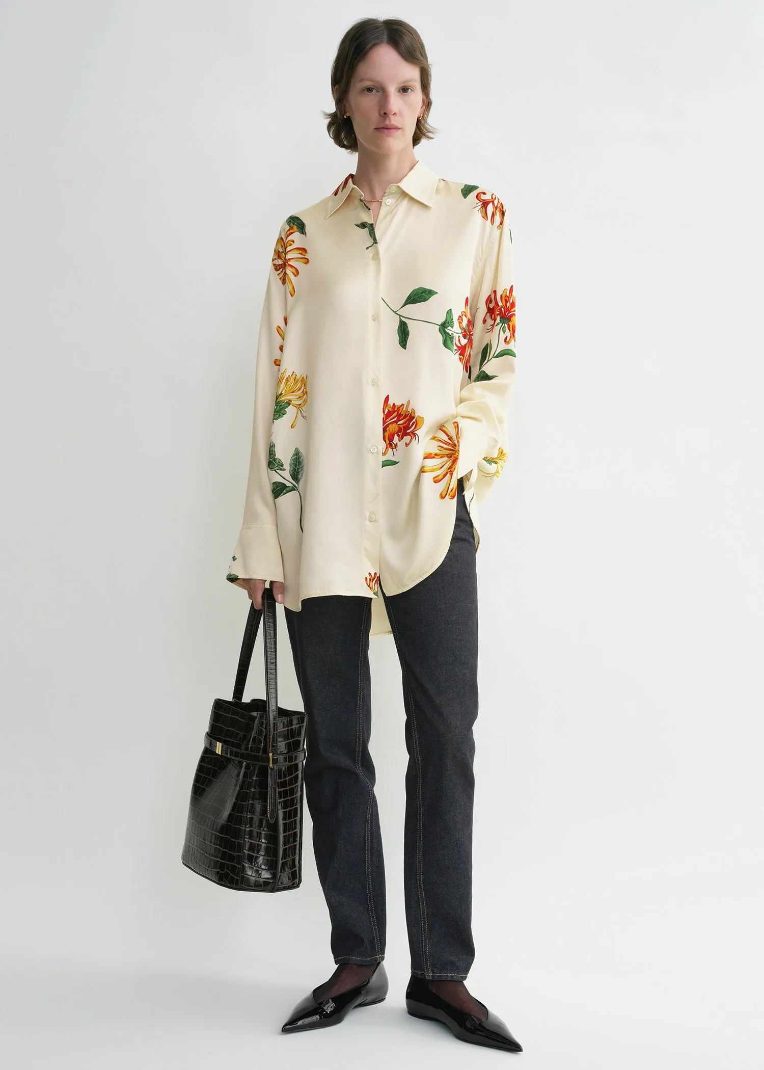 Relaxed honeysuckle shirt ecru/orange