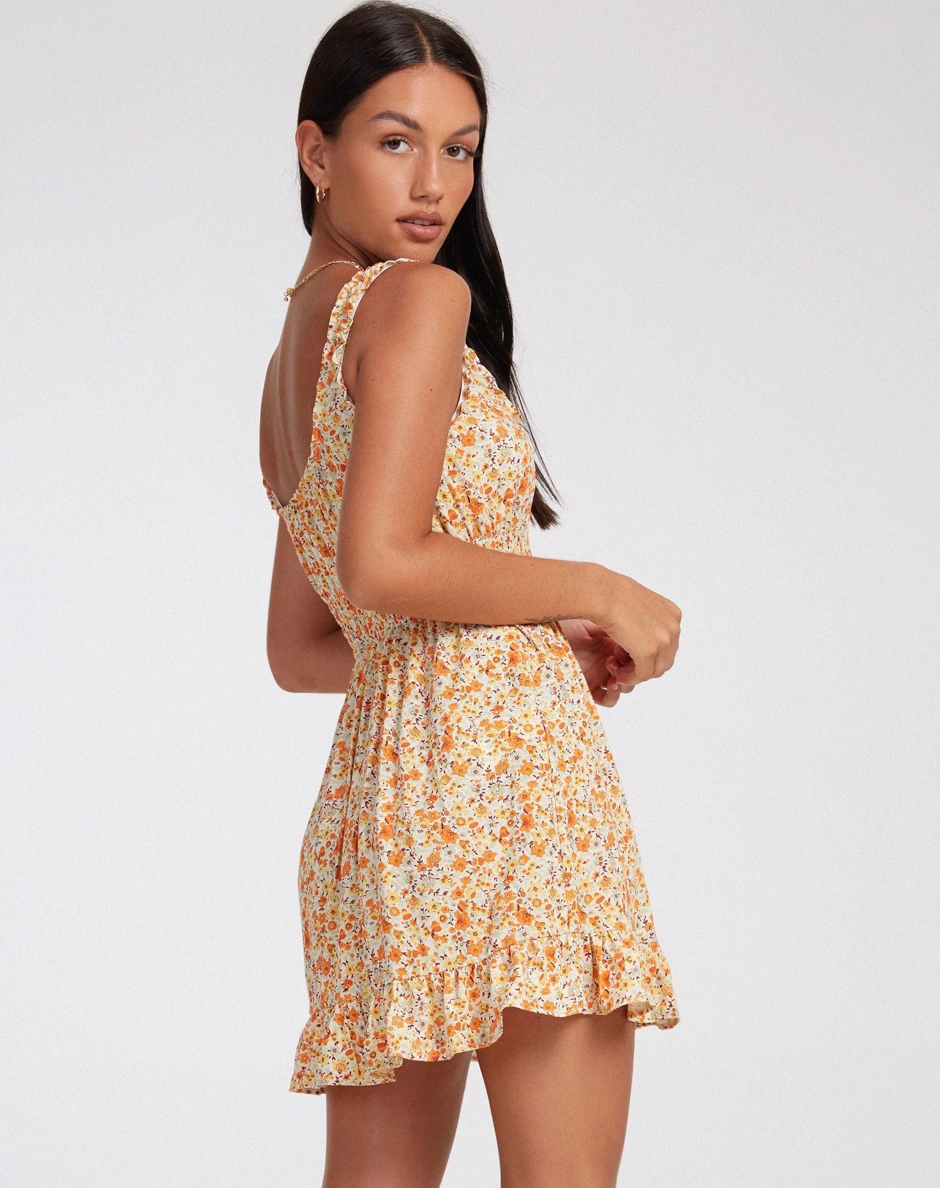 Soyata Day Dress in Ditsy Tangerine