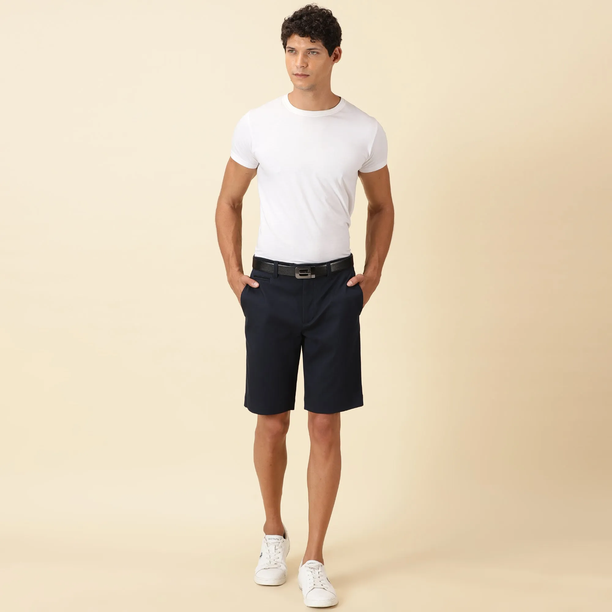 Tapered Fit Chino Shorts - NAVY