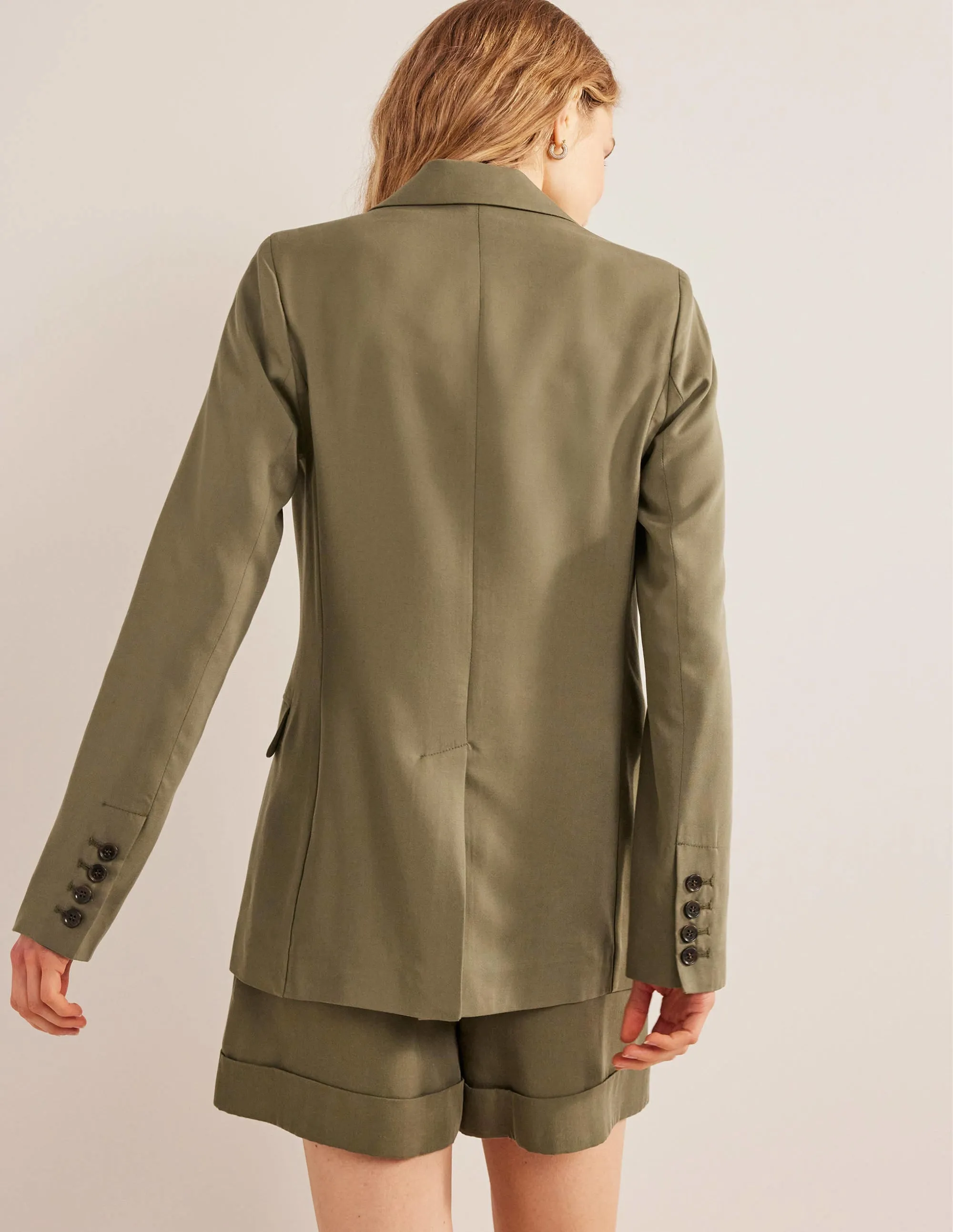 Tencel Relaxed Blazer-Washed Khaki