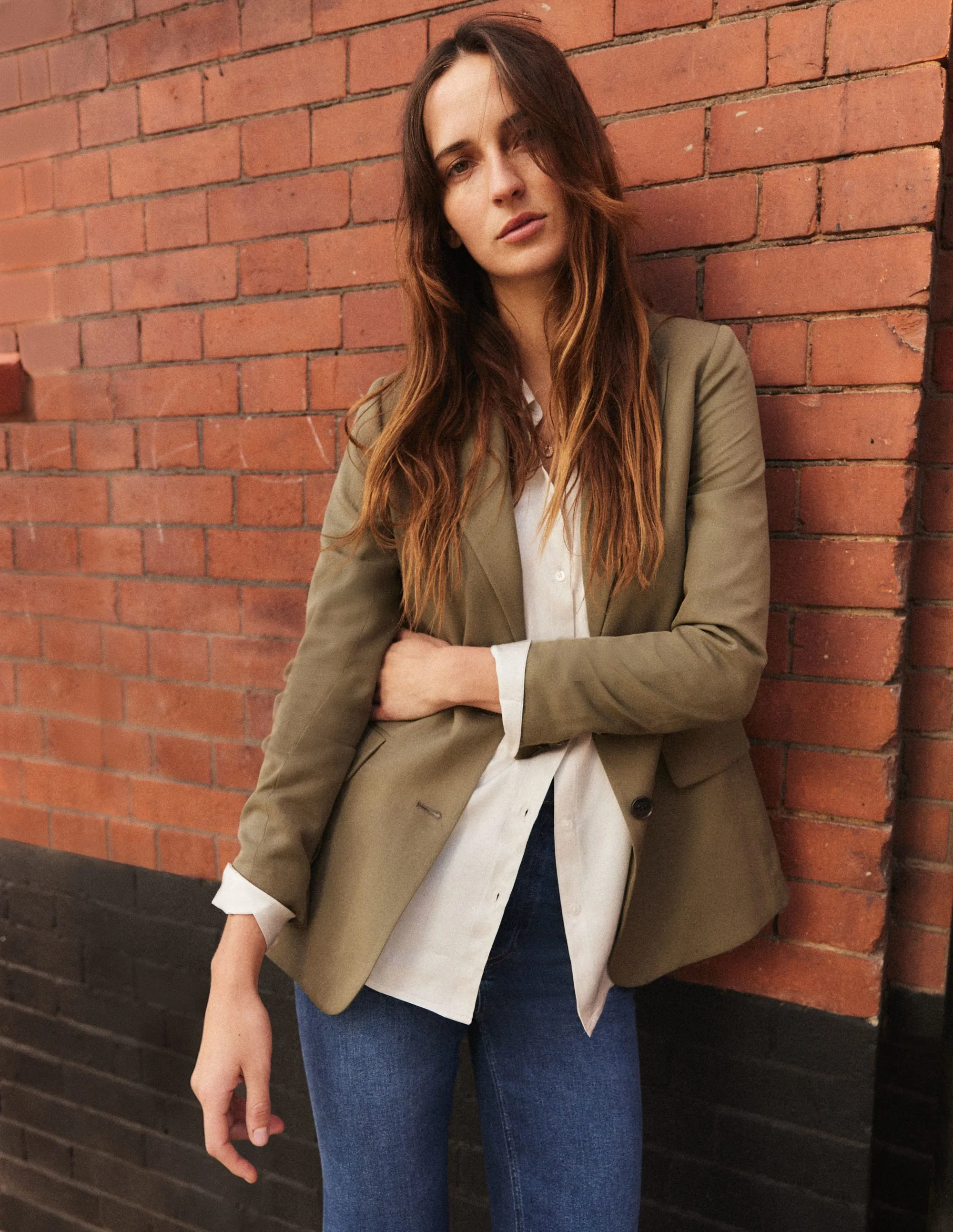 Tencel Relaxed Blazer-Washed Khaki