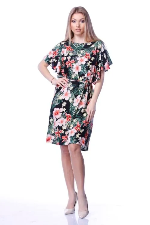 Tie Waist Floral Print Mini Dress