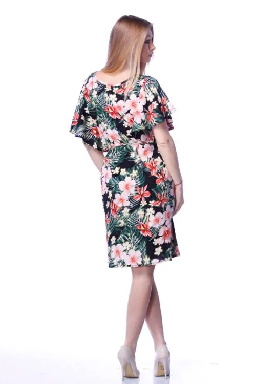 Tie Waist Floral Print Mini Dress