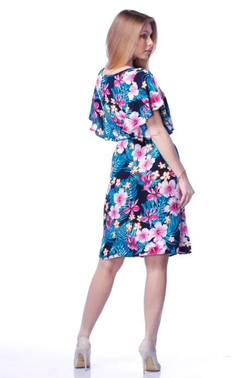 Tie Waist Floral Print Mini Dress