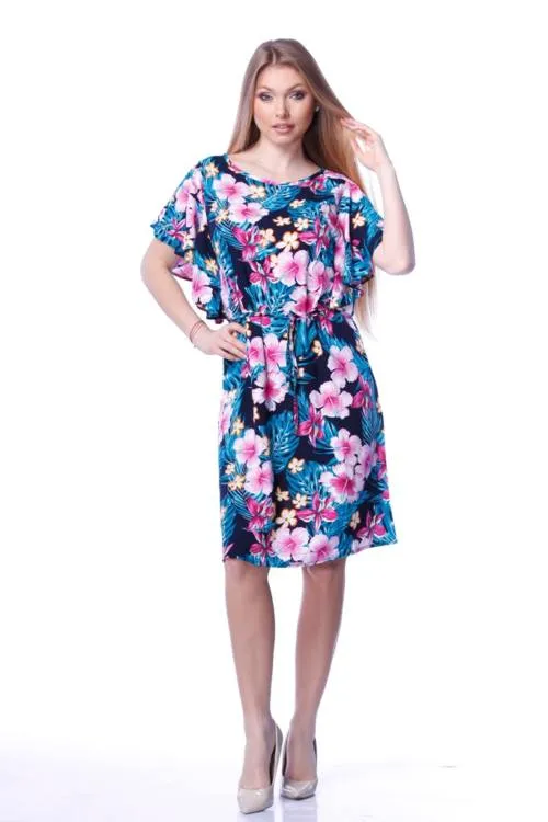 Tie Waist Floral Print Mini Dress