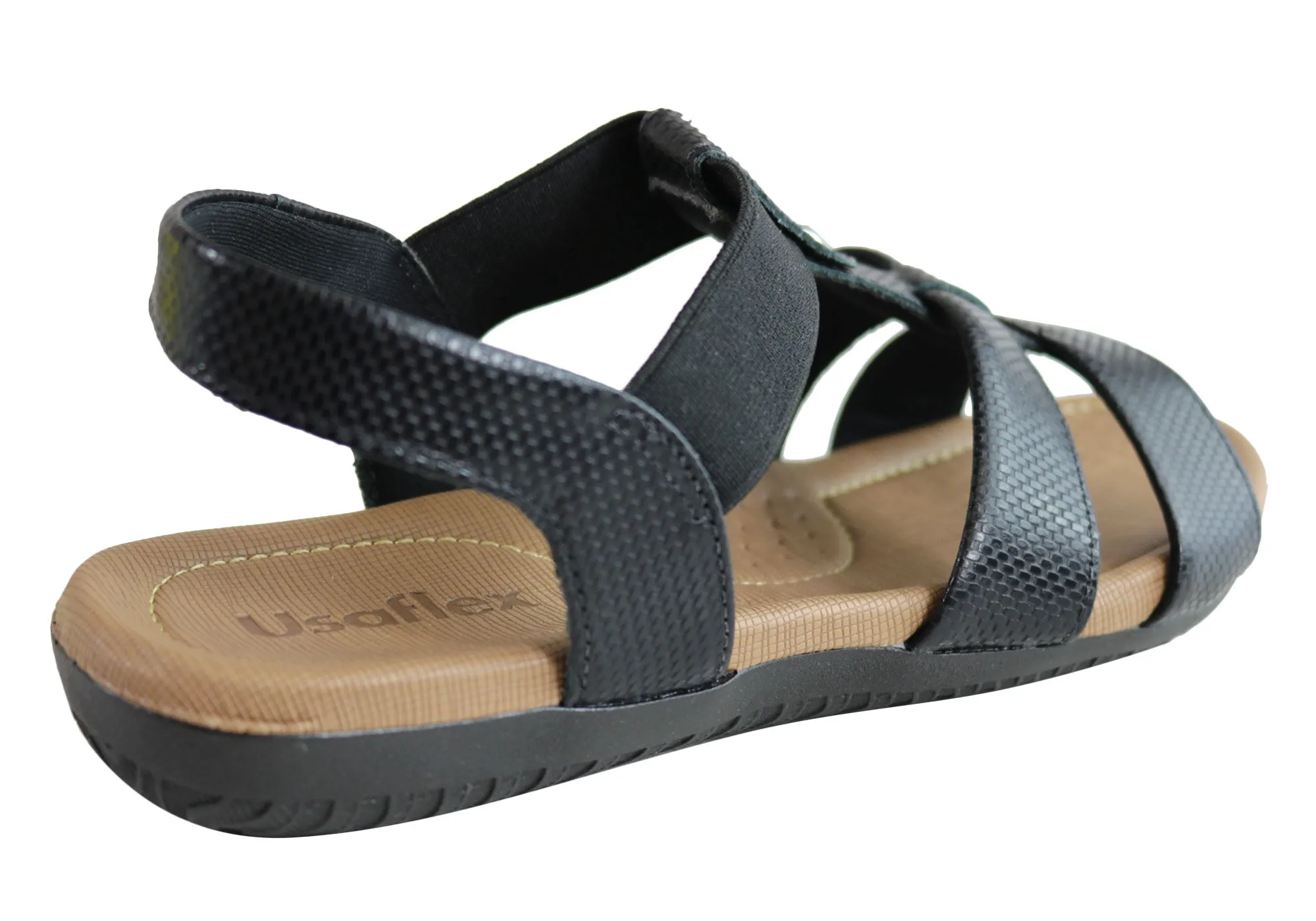 Usaflex Ventura Womens Comfy Cushioned Leather Sandals Made In Brazil